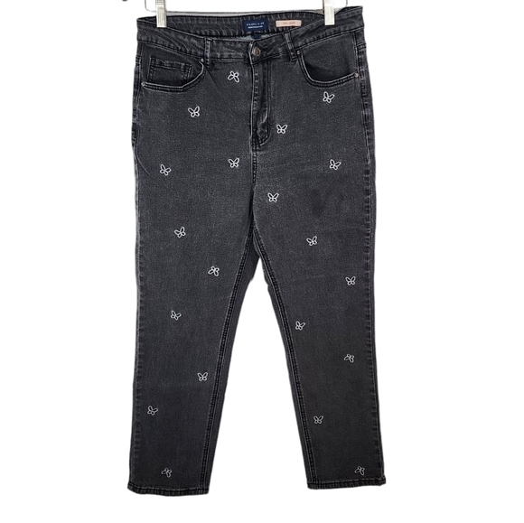 Angel Kiss Mom Jeans Butterfly print y2k style black women's Size 11 / 30 - Picture 1 of 8